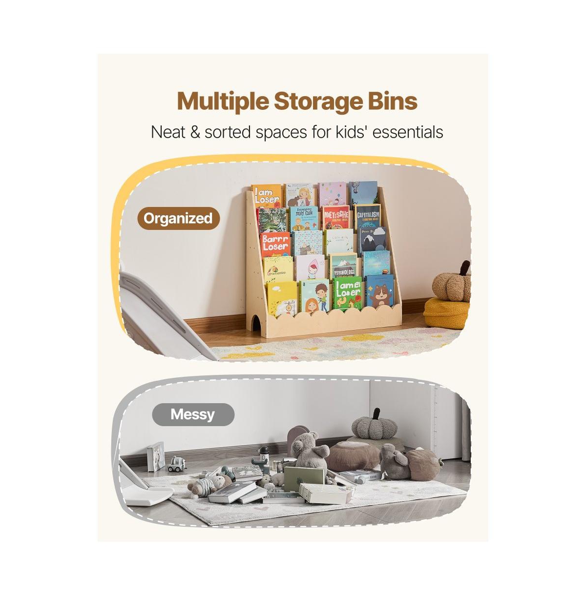 Slickblue 5-Tier Montessori Toddler Bookcase with Front-Facing Shelves