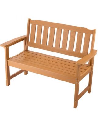 Wood-Look Weatherproof Plastic Bench for Patio or Garden