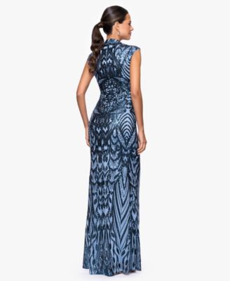 Petite Printed Mock Neck Gown