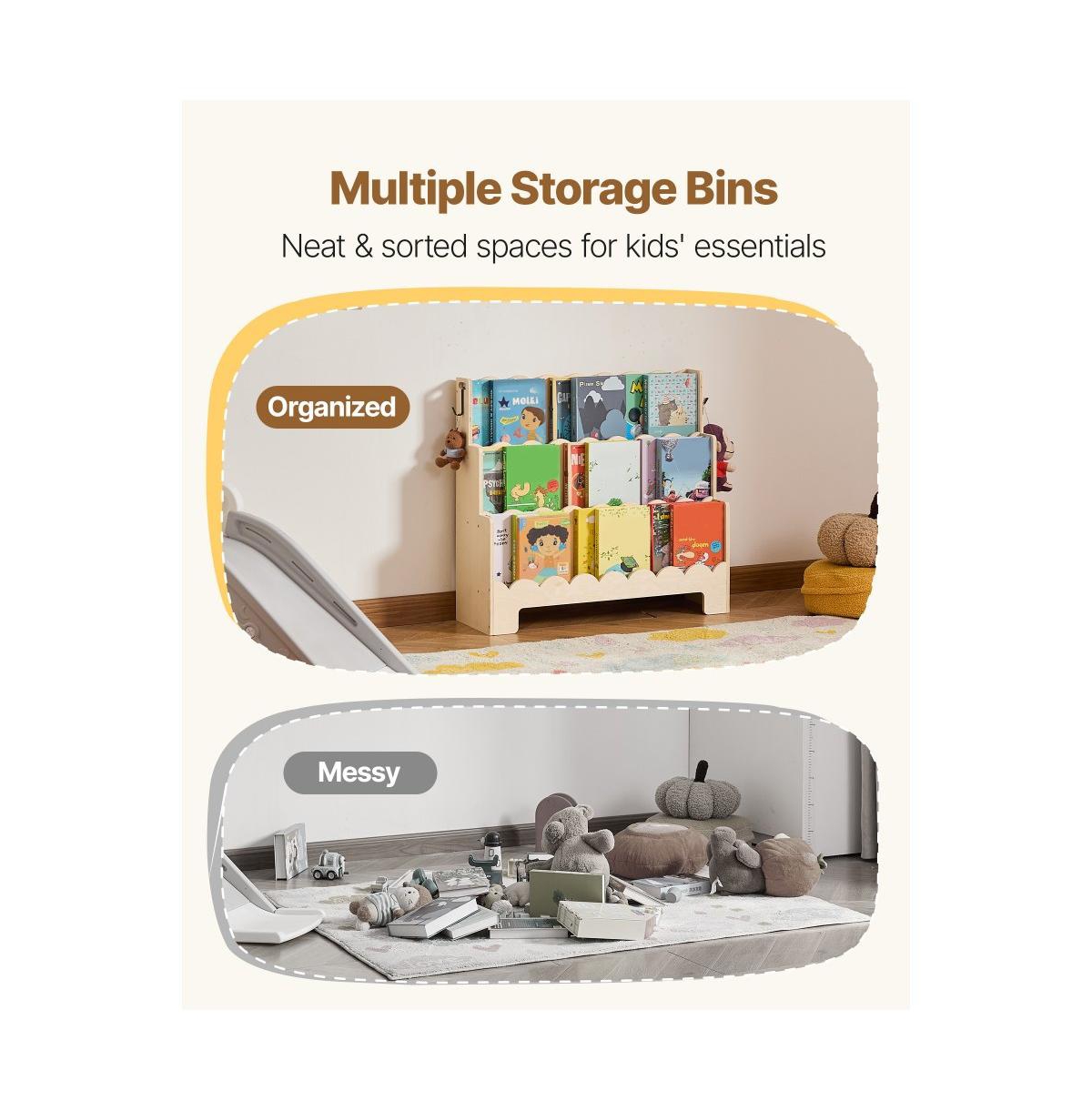 Slickblue 3-Tier Montessori Toddler Bookcase with Front-Facing Shelves