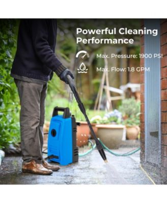 1900 PSI 1.8 GPM Electric Pressure Washer with 4 Quick Connect Nozzles