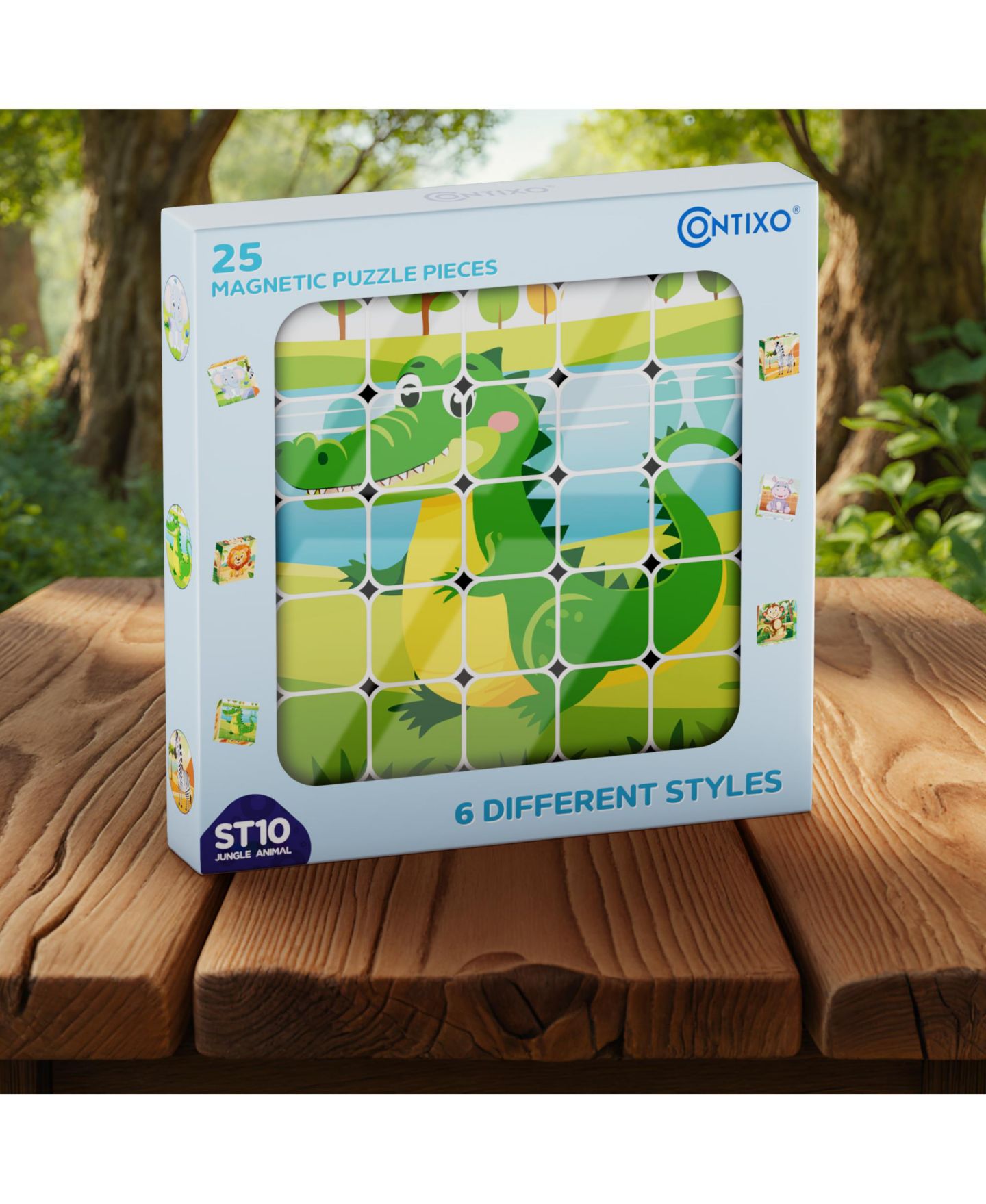 Детские игрушки Contixo ST10 Magnetic Jungle Animal Puzzle Blocks - 25-Piece Stem Learning Toy, 6-in-1 Puzzles for Kids Ages 3+, цвет: Разноцветный — фото 6