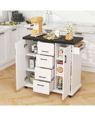 Rolling Kitchen Island Cart on Wheels Mobile Serving Utility Trolley Cart