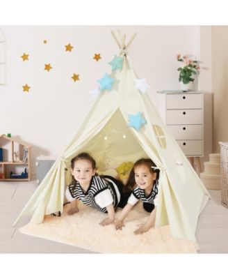 Kids Teepee Play Tent with Wooden Poles & Window