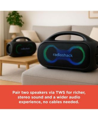 Portable Bluetooth Speaker 20W IPX5 Blue/Orange With RGB Lights And Handle with TWS For Pairing