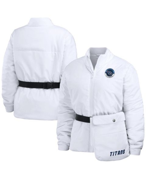 Женские куртки WEAR by Erin Andrews Women's White Tennessee Titans Packable Full-Zip Puffer Jacket