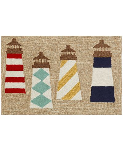 Liora Manne Front Porch Indoor/Outdoor Lighthouses Natural Area Rug