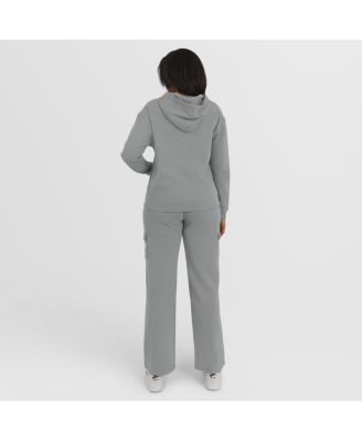 Women's Gray Carolina Panthers Waffle-Knit Hooded Shirt & Pants Lounge Set