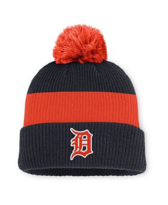 Men's Navy/Orange Detroit Tigers Cooperstown Collection Peak Standard Cuffed Knit Hat with Pom