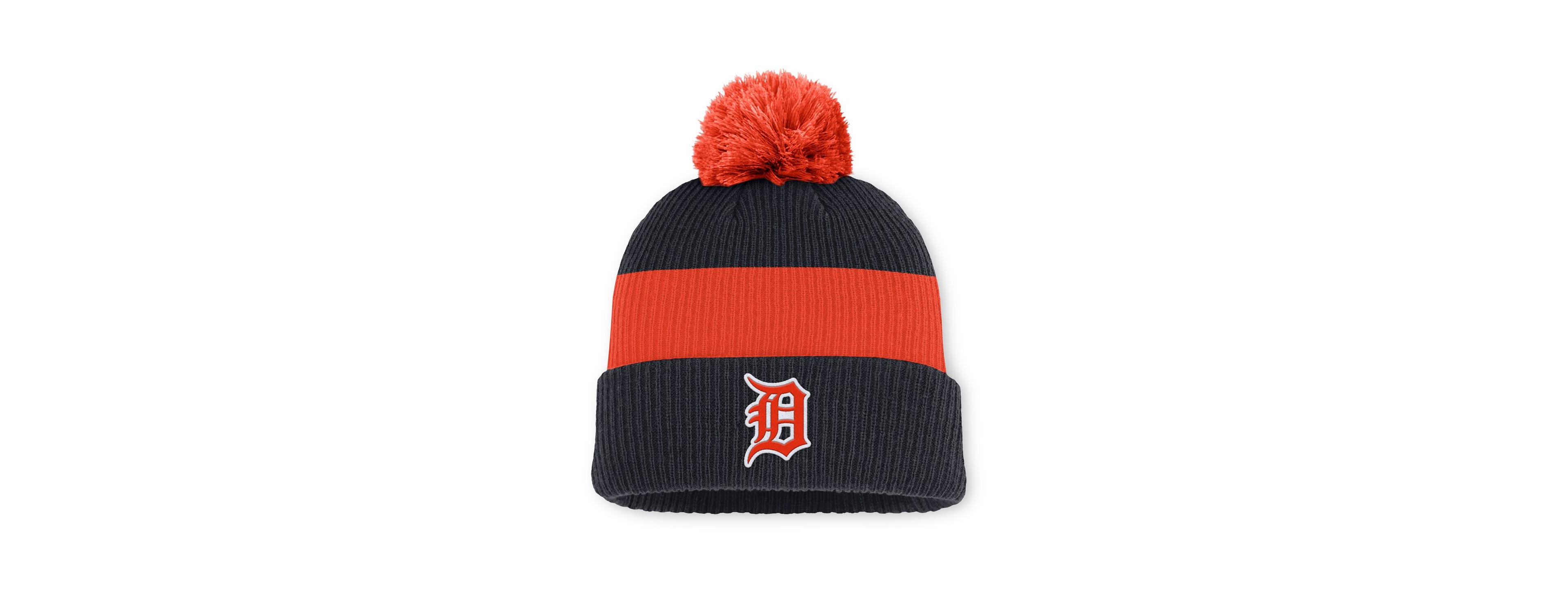 Nike Men's Navy/Orange Detroit Tigers Cooperstown Collection Peak Standard Cuffed Knit Hat with Pom