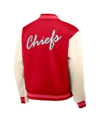 Men's Red/Cream Kansas City Chiefs Rewind Legacy Full-Snap Bomber Jacket