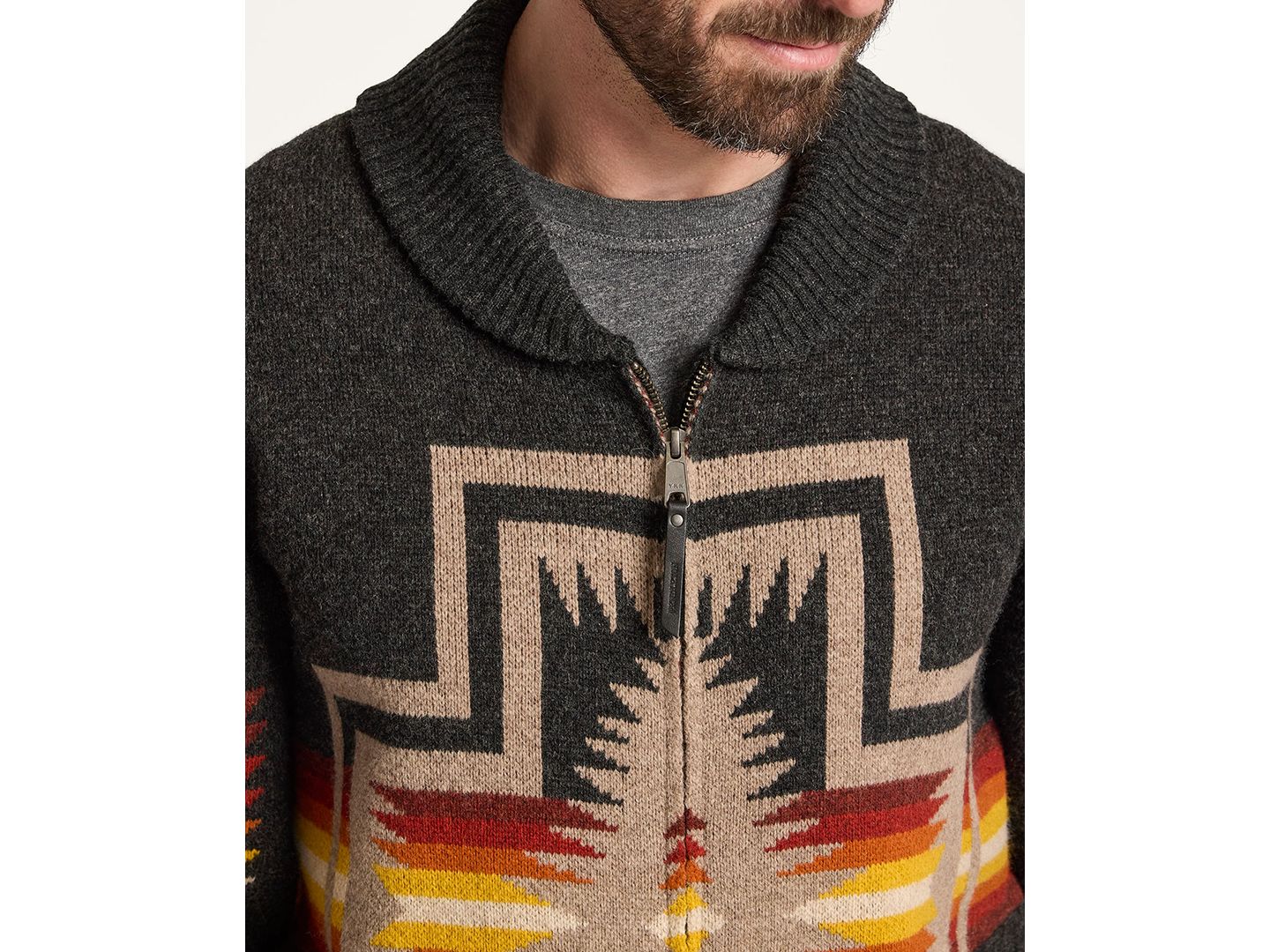 Мужской кардиган Pendleton Harding Zip Long-Sleeve Cardigan, цвет: Harding Oxford — фото 3