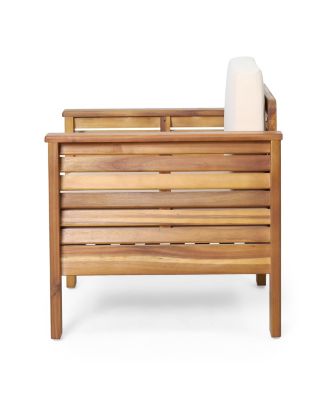 Streamdale Acacia Wood Club Chairs With Cushions, Teak+Beige