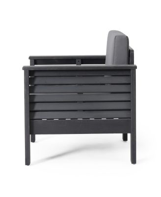 Streamdale Acacia Wood Club Chairs With Cushions, Dark Gray