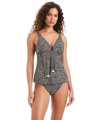 Women's Printed V-Neck Tankini and High-Waist Bottoms
