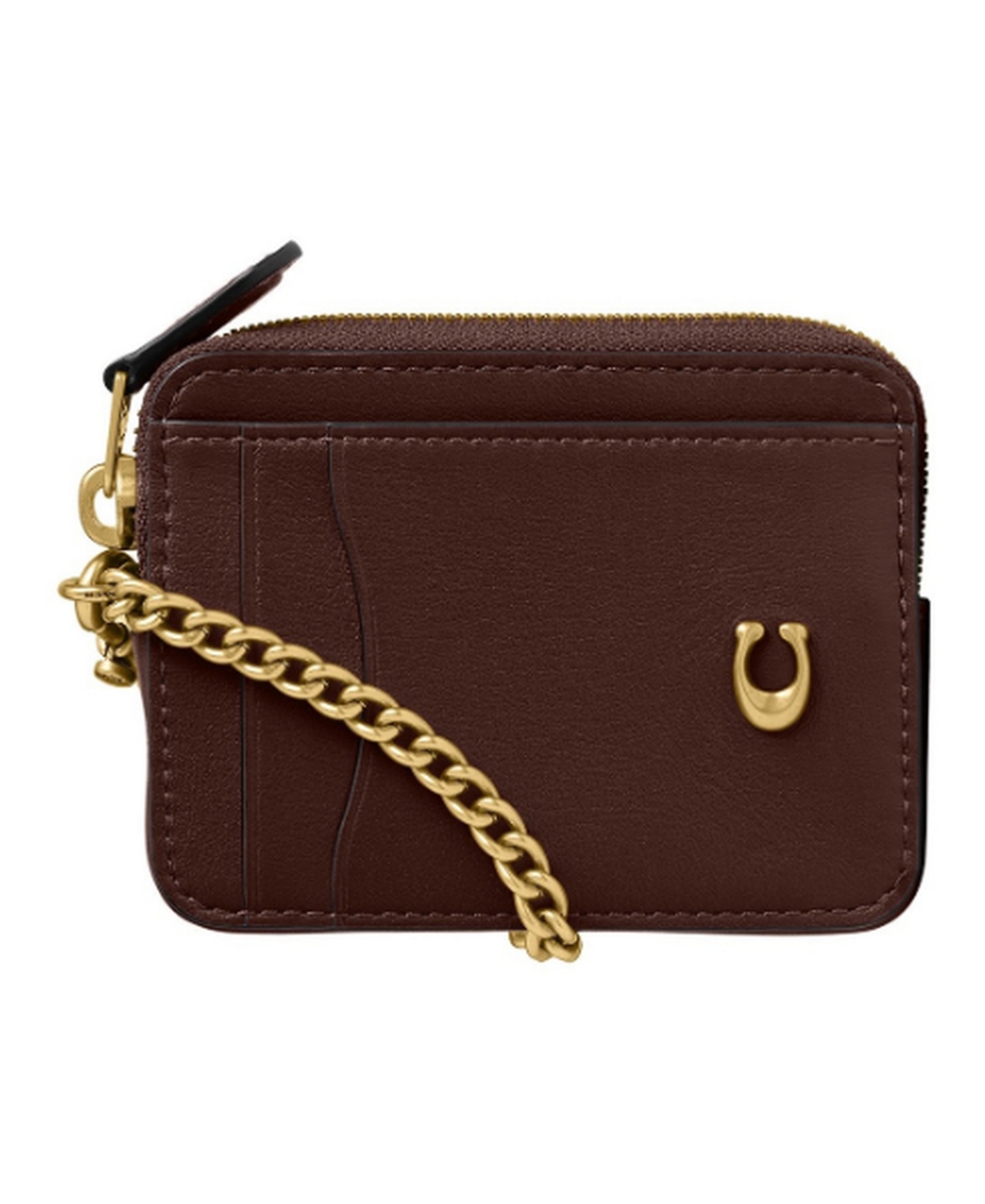 Coach Essential Leather Chain Card Case - Brass/Maple