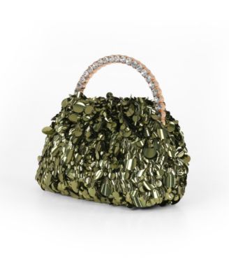 Woman's Holly Crinkle Sequin Crystal Handle Pouch