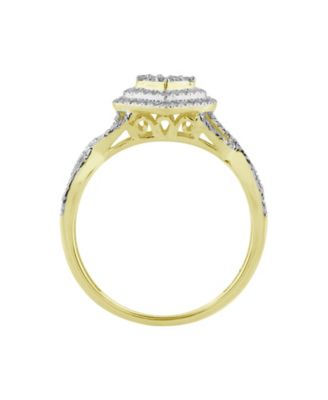 Diamond Round & Baguette Ring (1/3 ct. t.w.) in 10k Yellow Gold