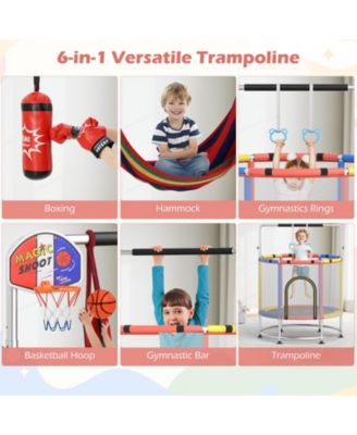6-in-1 Kids Trampoline Combo 55'' Toddler Play Activity Center w/Hammock
