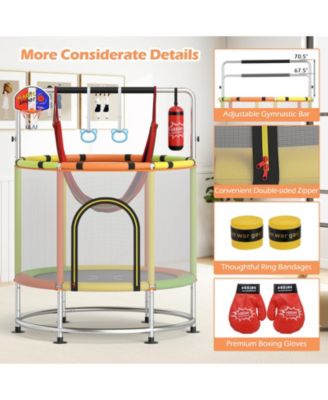 6-in-1 Kids Trampoline Combo 55'' Toddler Play Activity Center w/Hammock