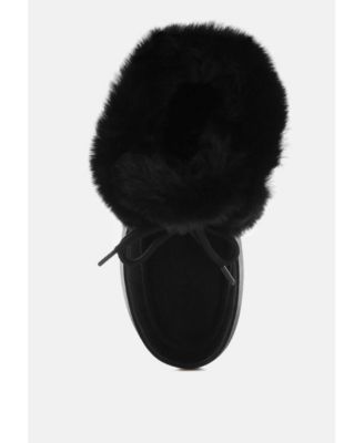 Womens Bunting Faux Fur Collar Flatform Boots