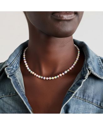 7–8 mm Handcrafted Freshwater Pearl Necklace with Rainbow Beads