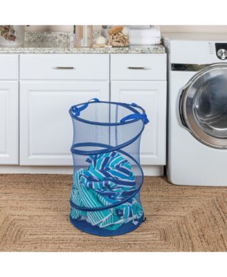 Pop-Up Mesh Laundry Hamper, Blue