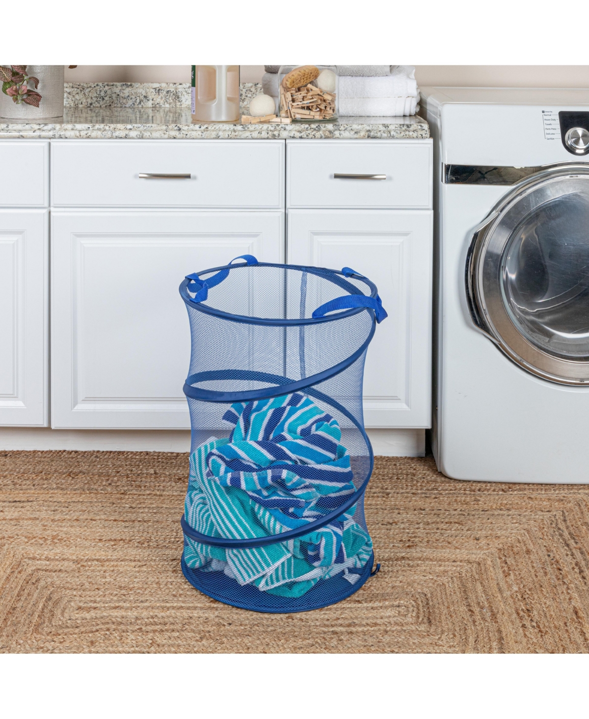 Household Essentials Pop-Up Mesh Laundry Hamper, Blue
