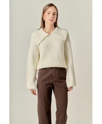 Women's Collared Rib Chunky Sweater