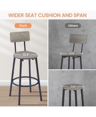 Bar Table Set with 2 Cushioned Backrest Stools, 23.62'' W x 23.62'' D x 35.43'' H