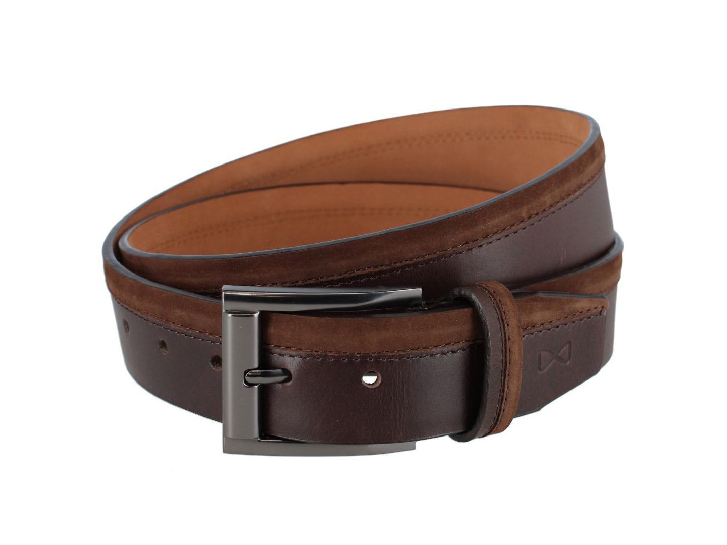 Мужской ремень TRAFALGAR Santiago Mixed Genuine Leather Stitched 38mm Casual Belt, цвет: Коричневый — фото 1
