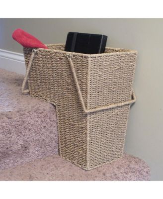 Wicker Stair Basket with Handles