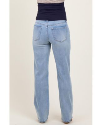 Maternity Light Blue Washed Relaxed Straight Leg Jeans