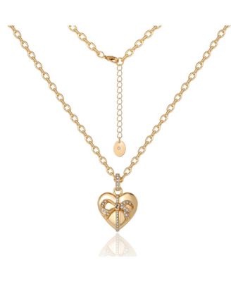 Gold-Tone Heart Charm Necklace - 18 +2 ''