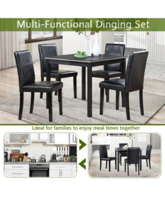 5-Piece Counter Height Dining Set with Crystal Accent Square Wood Table and 4 Upholstered Chairs