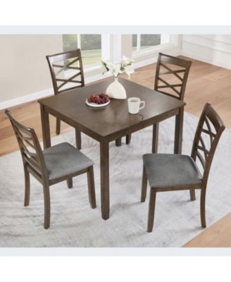 Modern Elegant 5-Piece Walnut Wood Dining Set with 4 Chairs