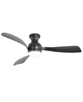 52-inch Modern Black 3-Blade Flush Mount Ceiling Fan with Led Light and Remote Control