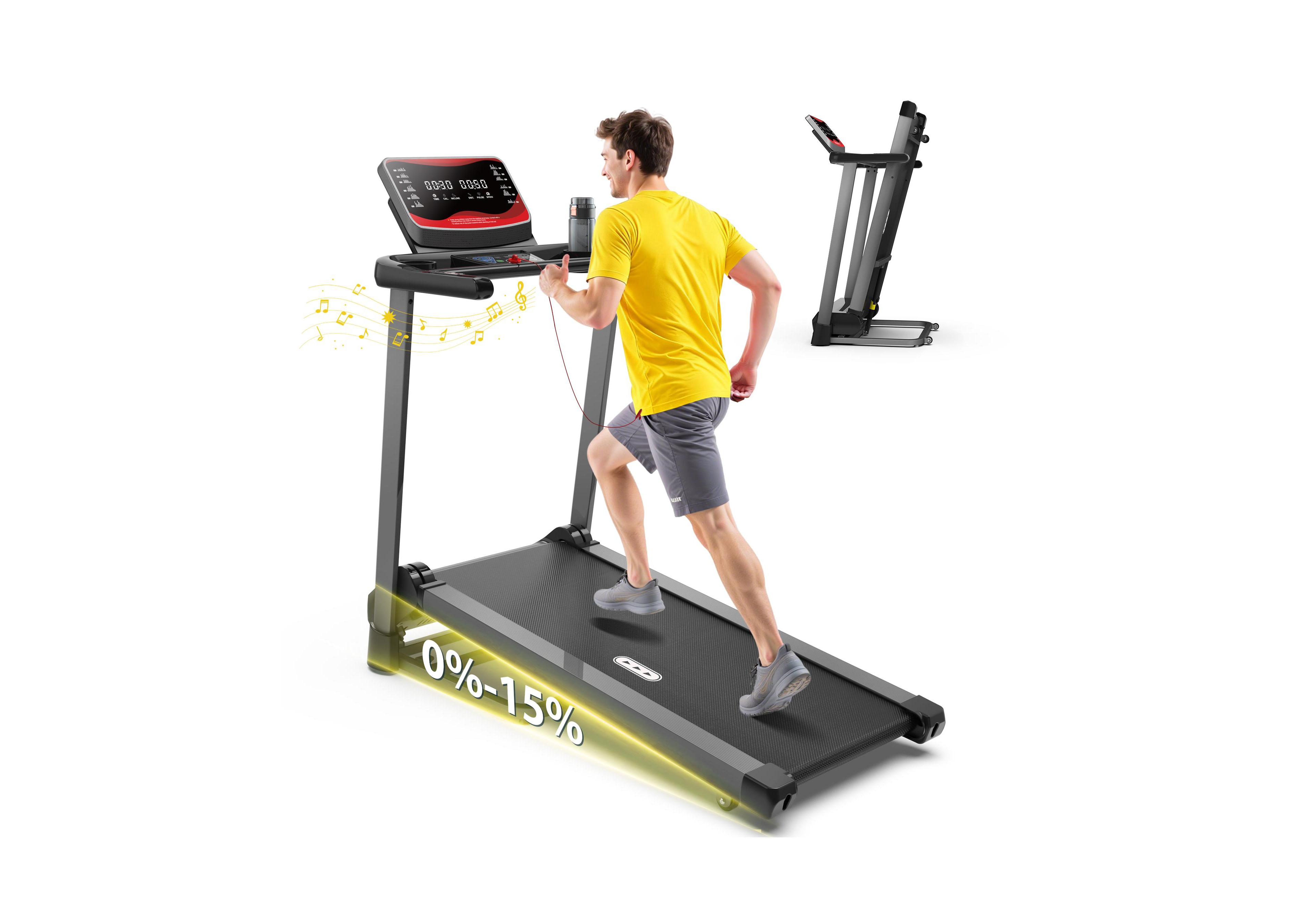 Redliro Folding Treadmill for Home with Incline, 350 lbs Capacity, Running Machine with Bluetooth Speaker