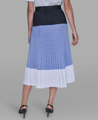 Women's Colorblock Pleated Stripe Pull-On Skirt
