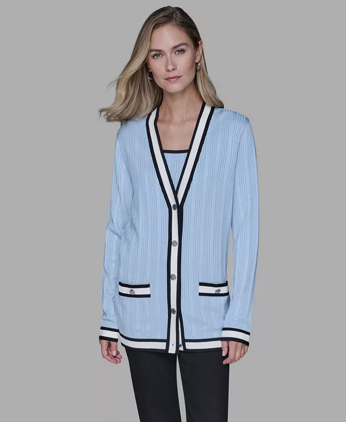 Women's V-Neck Contrast Cardigan