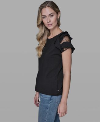 Women's Ruffle-Sleeve Pull-On Top