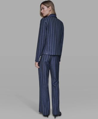 Women's One-Button Sequin Stripe Jacket