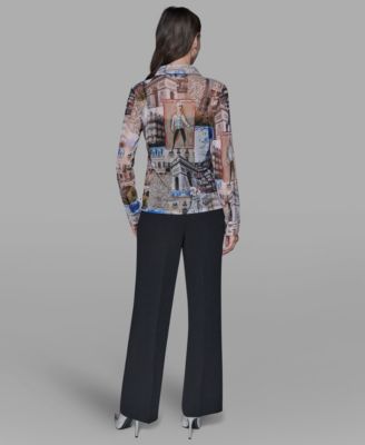 Women's Long-Sleeve Collared Blouse