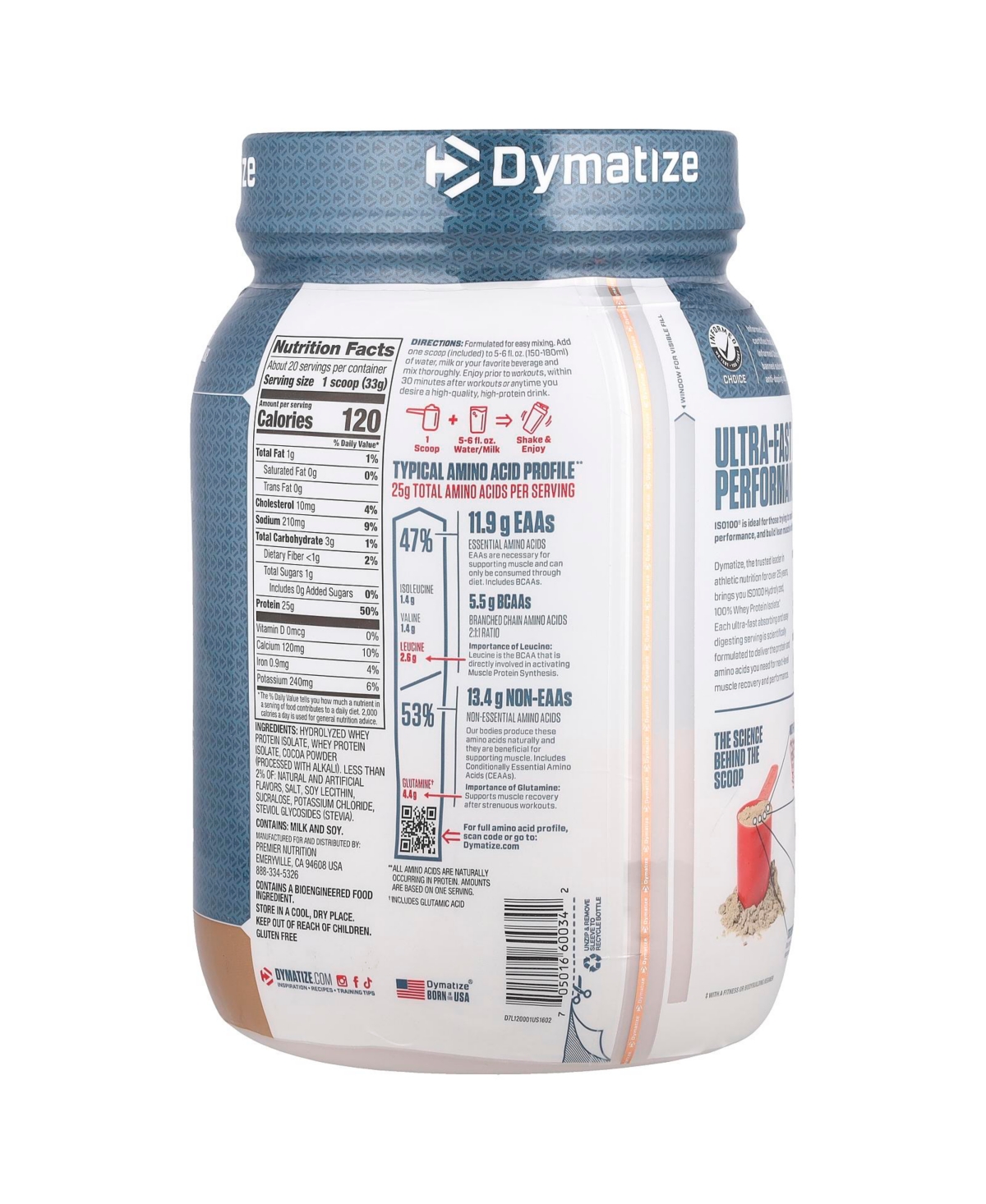 Dymatize ISO100 Hydrolyzed 100% Whey Protein Isolate Fudge Brownie