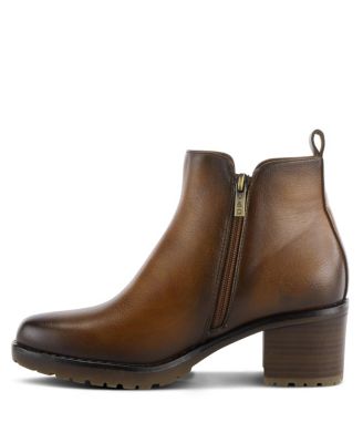 Women s IRIE Burnished Almond Toe Booties with Outside Zipper and Toggle Detail