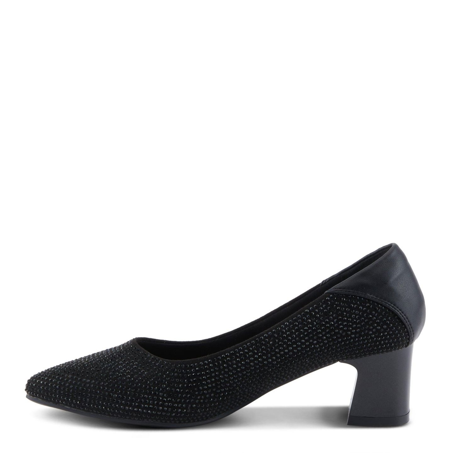 Женские туфли Patrizia Senna Crystal-Embellished Pointed Toe Block Heel Pumps - Slip-On Dress Shoes, цвет: Чёрный — фото 5