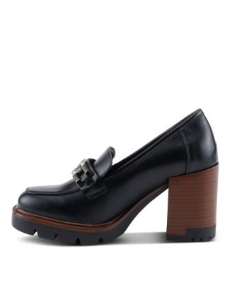 Women s DAJAH Slip-On Loafers with Inset Heel, Geometric Hardware & Lug Sole