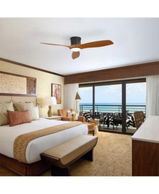 52-inch Modern Minimalist Black 3-Blade Flush Mount with Remote Control,Supporting Mobile Device Connection and Voice Function