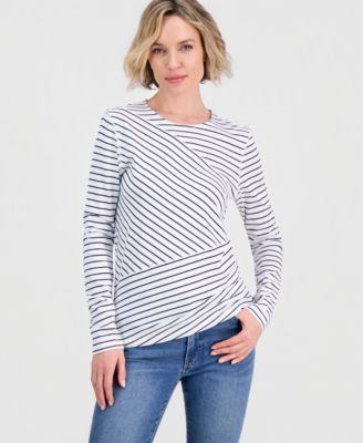 Women's Mixed-Stripe Long-Sleeve T-Shirt