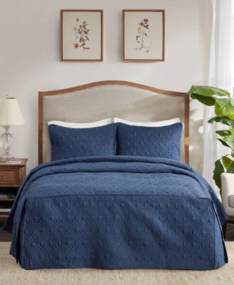 Quebec Open Corner Pleated Quilted Bedspread, King